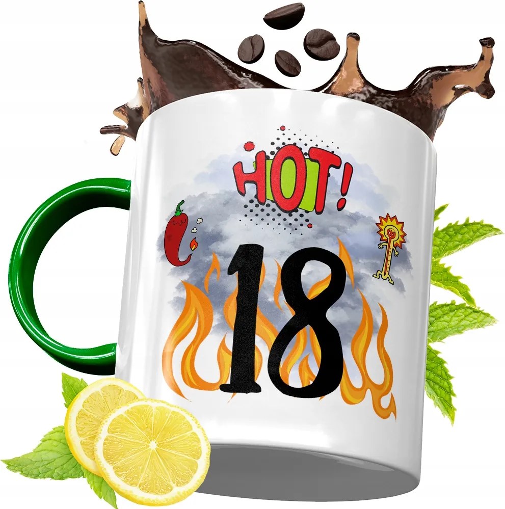 Zöld Bögre 18 18STE 18. Születésnapra Ajándék fényképes nyomtatással