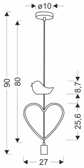 HEART gyermek függőlámpa zsinóron 1xE27/20W/230V rózsaszín/fehér