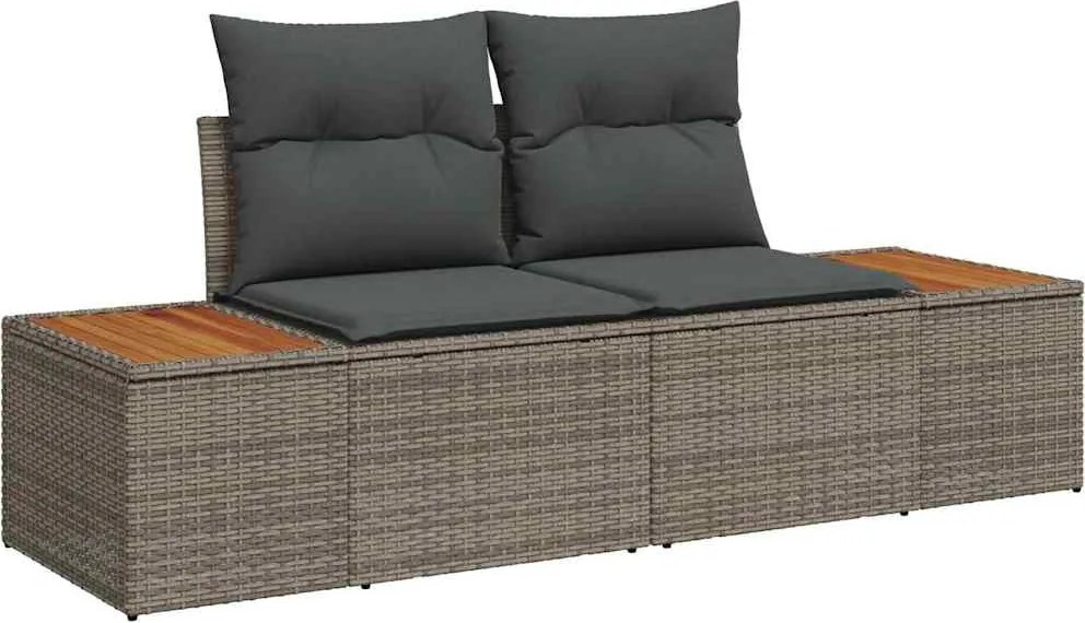 vidaXL Kerti kanapé Szürke 184 x 62 x 85cm polirattan