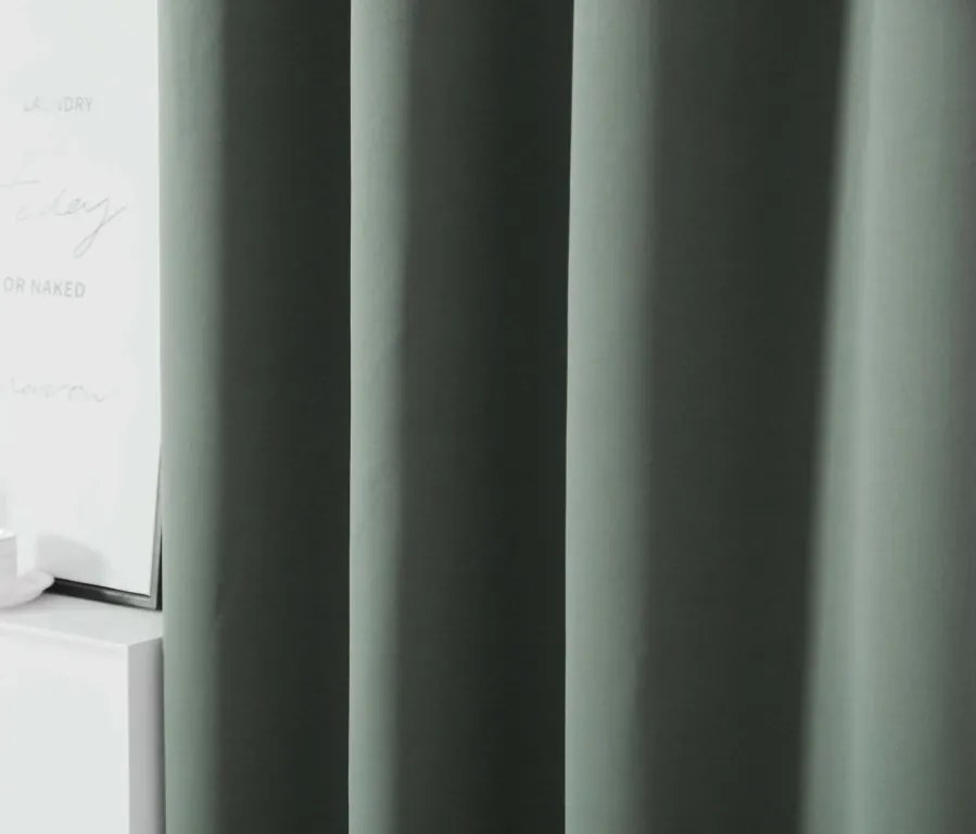 Szürkészöld függöny OXFORD 140x250 cm Felfüggesztés: Hullámos sínszalag