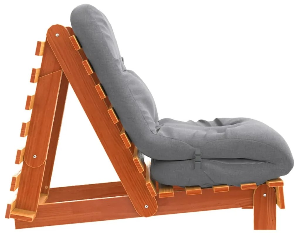 viaszbarna tömör fenyőfa futon kanapéágy matraccal 60x206x11 cm