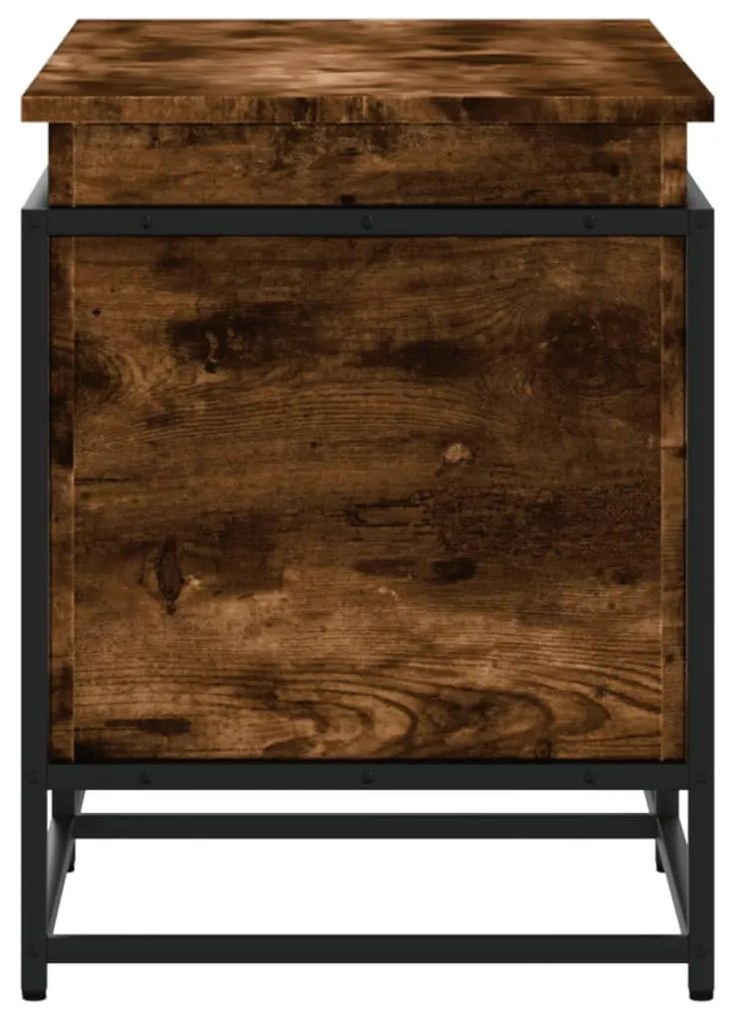 füstös tölgy színű szerelt fa tárolóláda fedéllel 100x40x51,5cm