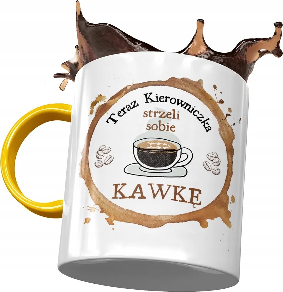 Sárga Bögre A Vezetőnek Lőttek Egy Kávét Nyomtatott Fotóval