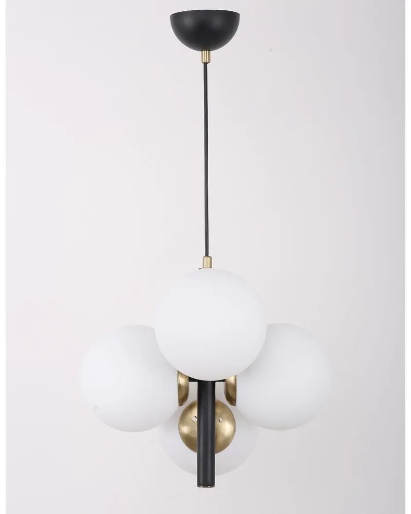 Fehér-fekete függőlámpa üveg búrával ø 15 cm Forte – Squid Lighting