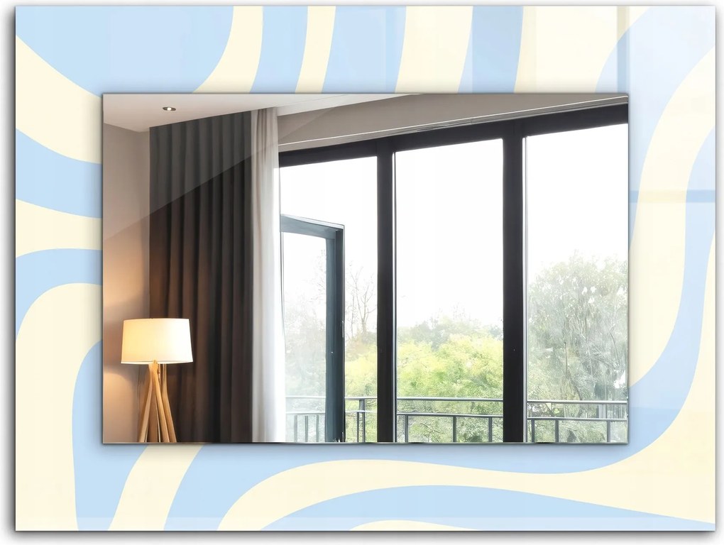 Dekoratív fali tükör nyomott mintás dekoráció 80x60 Absztrakt hullámos minták