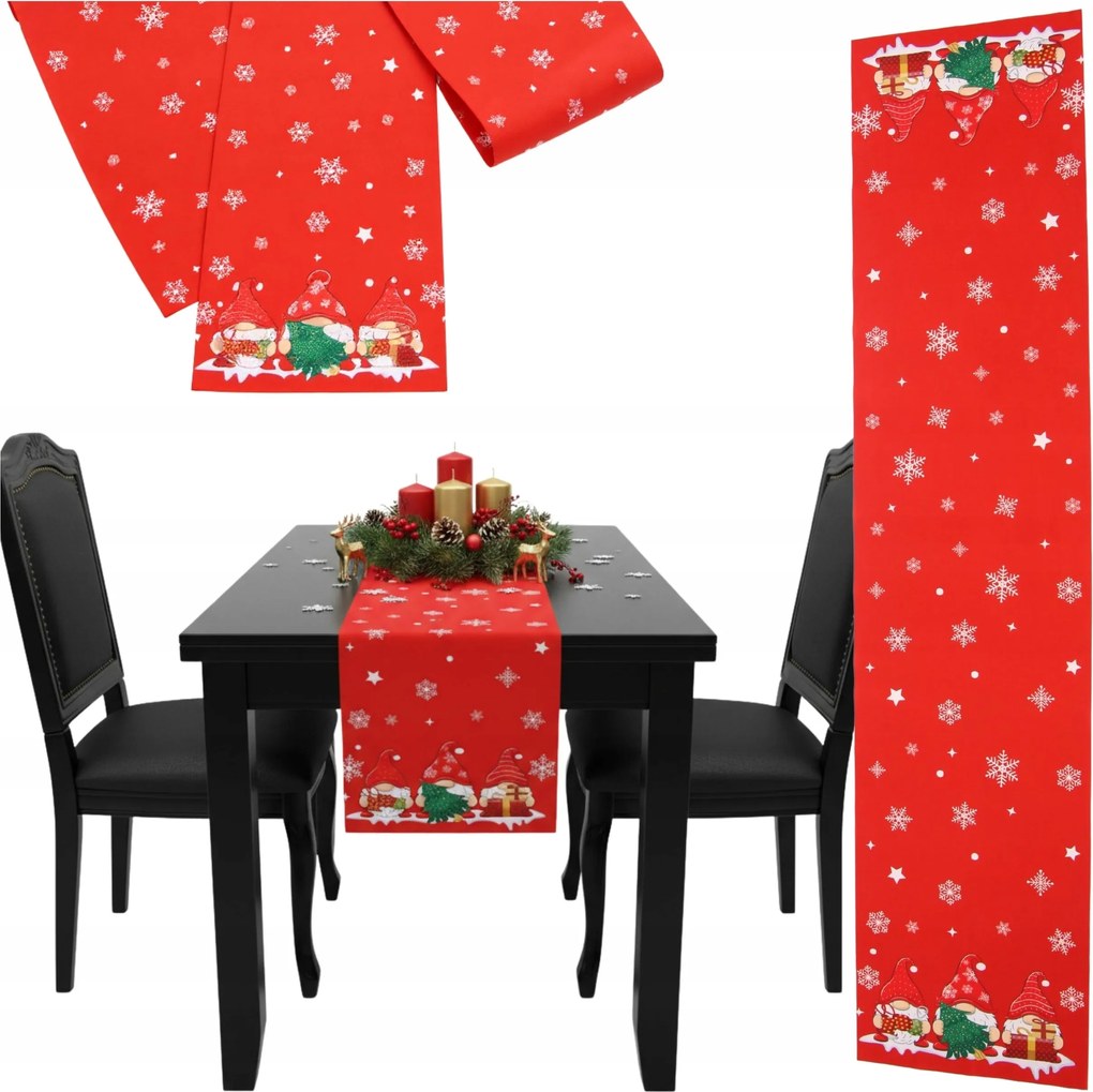 Karácsonyi asztali futó abrosz 180 x 40 cm piros dekoratív