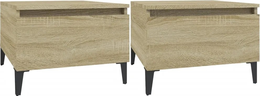 vidaXL 2 db sonoma tölgy színű szerelt fa kisasztal 50x46x35 cm