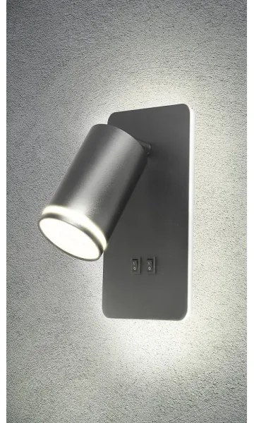 LED Fali spotlámpa PARIS 1xGU10/10W/230V + LED/6W/230V fekete