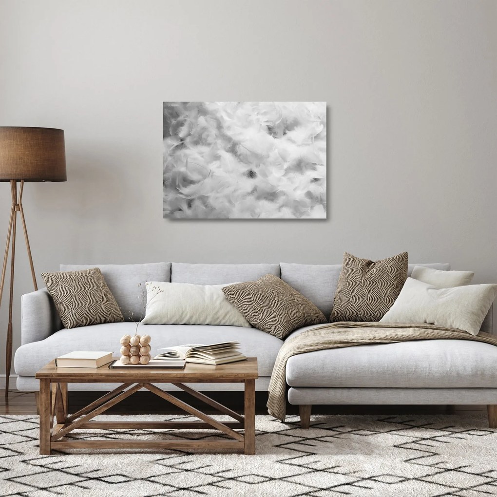 Üveg kép - Színű tollfelhők (70x50 cm)