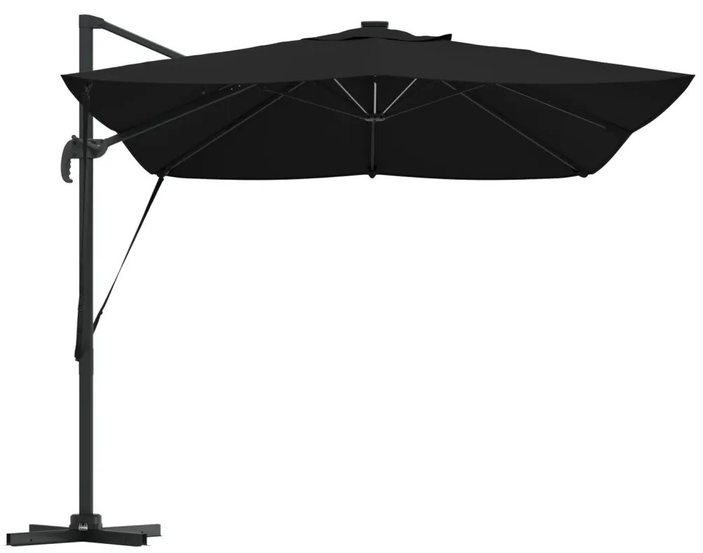 Konzolos Roma Napernyő LEDs Fekete 352x251x265 cm Alumínium