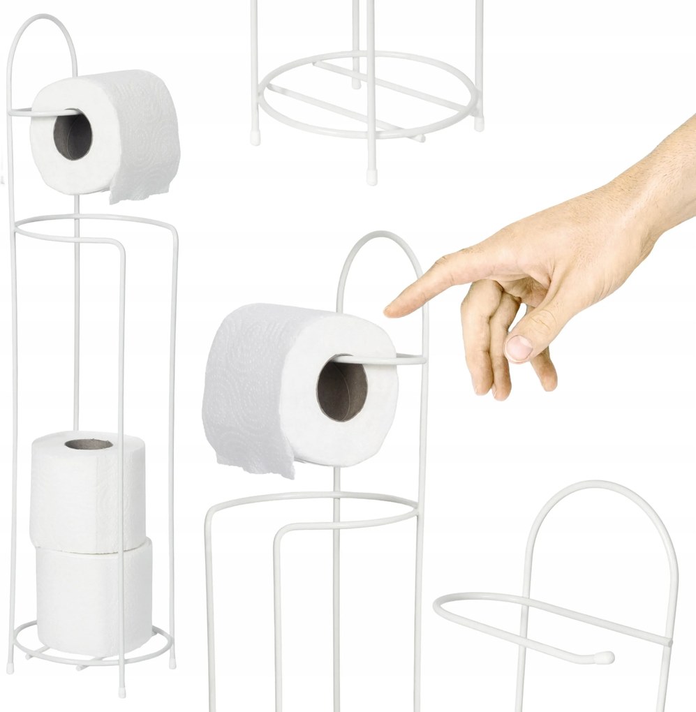 Wc-papír Tartó Állvány Fehér Tartalék Tekercses Szabadon Álló Fürdőszoba