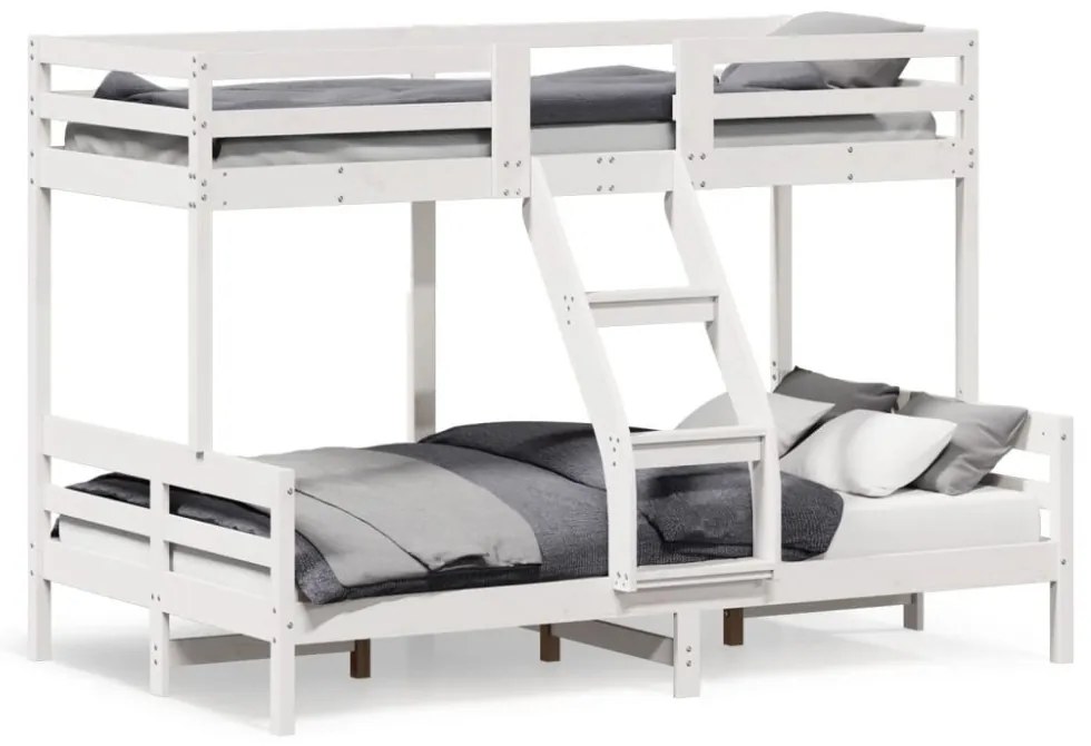 fehér tömör fenyőfa emeletes ágy 90 x 200/120 x 200 cm