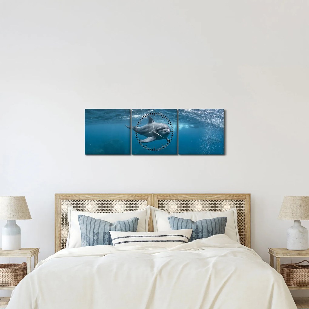 Kép - Delfin a felszín alatt (órával) (90x30 cm)