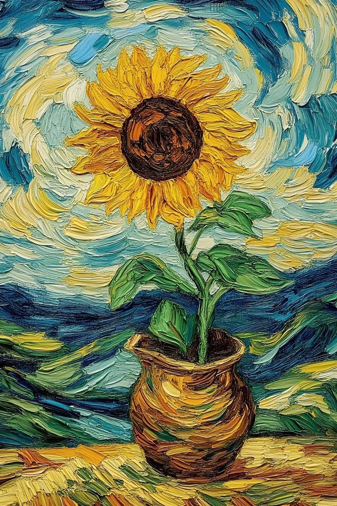 Vászonkép Canvas Dekoráció Virág Napraforgó Van Gogh Stílus 80x120