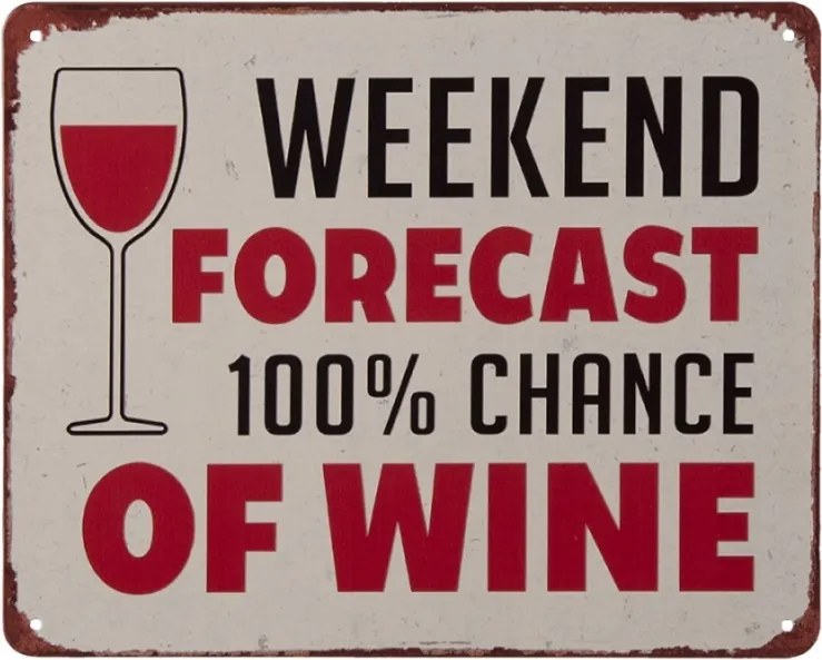Fém fali felirat Weekend &amp; Wine 20x1x25 cm