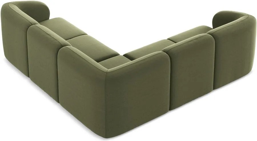 Zöld bársony sarokkanapé Lani – Makamii