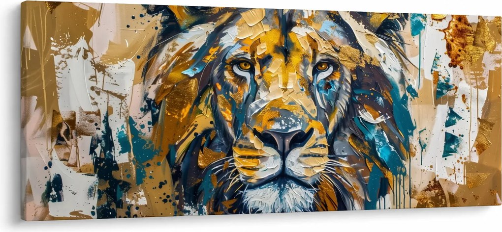 Kép - Absztrakt olajfestmény oroszlánnal (120x50 cm)