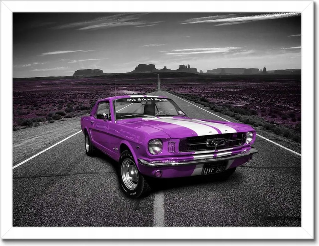 Poszterek keretben 40x30 Lila Ford Mustang az úton