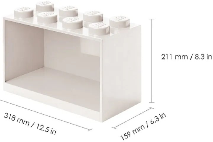 Brick 2 db-os gyerek piros fali polc szett - LEGO®