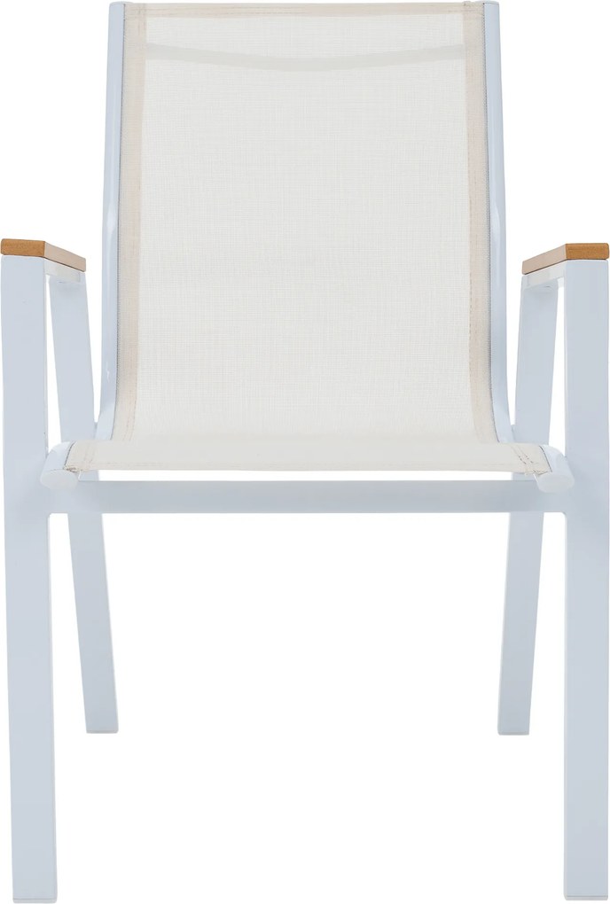 Kerti rakásolható szék, fehér acél/tölgy, BONTO