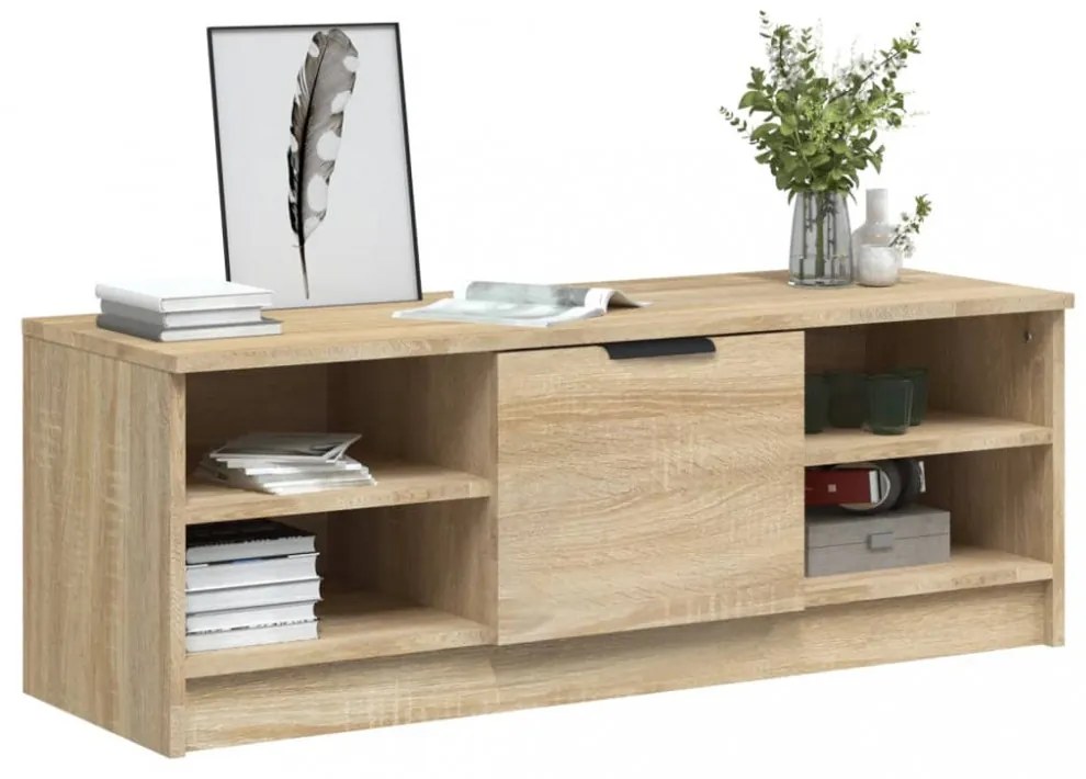 sonoma-tölgyszínű szerelt fa TV-szekrény 102 x 35,5 x 36,5 cm