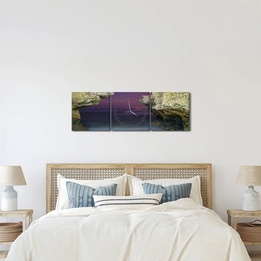Kép - tengeri szikla (órával) (90x30 cm)