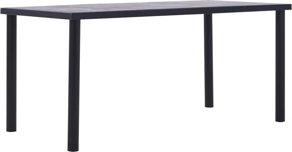 vidaXL fekete és betonszürke MDF étkezőasztal 160 x 80 x 75 cm