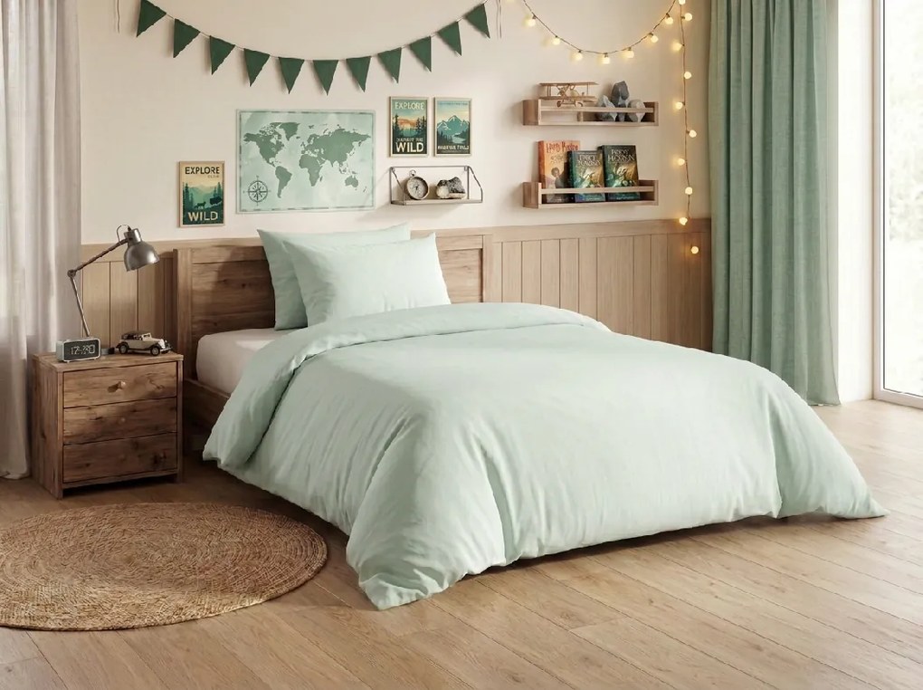 Pamut ágynemű CALMORA mentás Ágyneműhuzat mérete: 2 db 70 x 90 cm | 200 x 220 cm