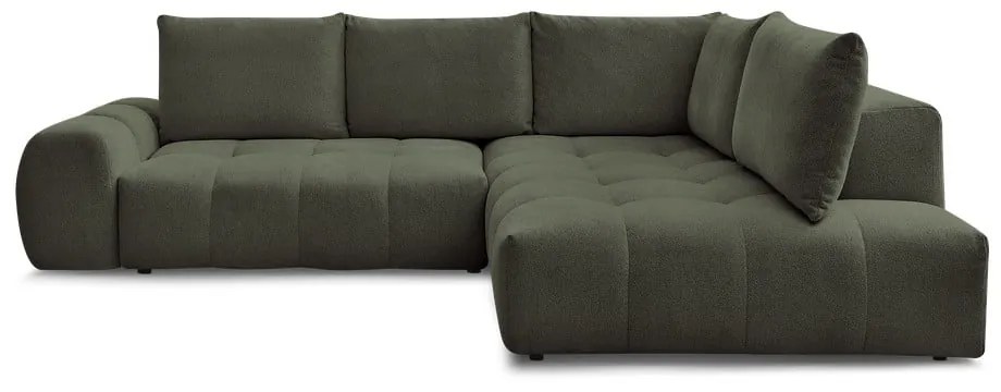 Zöld zsenília kinyitható-tárolóhelyes sarokkanapé (jobb oldali-L alakú) Everest – Bobochic Paris