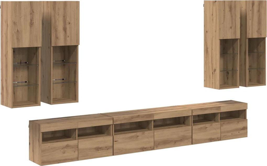 vidaXL TV falit kabinet szett 7 pcs Artisan tölgy Faanyag