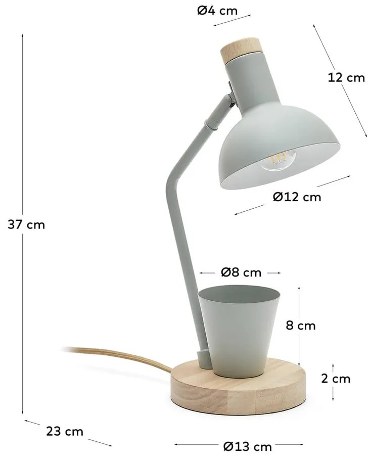 Mentazöld asztali lámpa fém búrával (magasság 37 cm) Katia – Kave Home