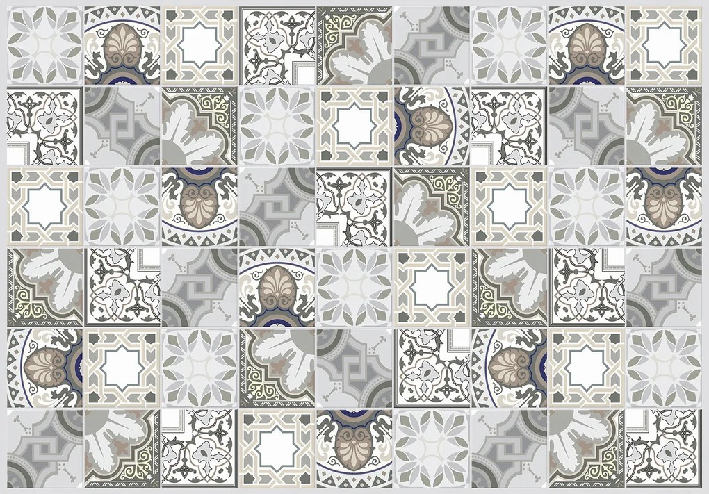 Flizelin fotótapéta Geometrikus és virágos csempe minták 368x254 +ragasztó