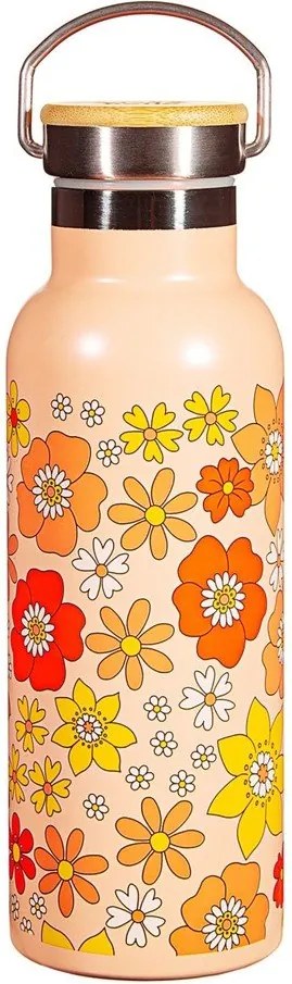 Narancssárga rozsdamentes acél gyerek ivópalack 500 ml 70s Floral - Sass & Belle