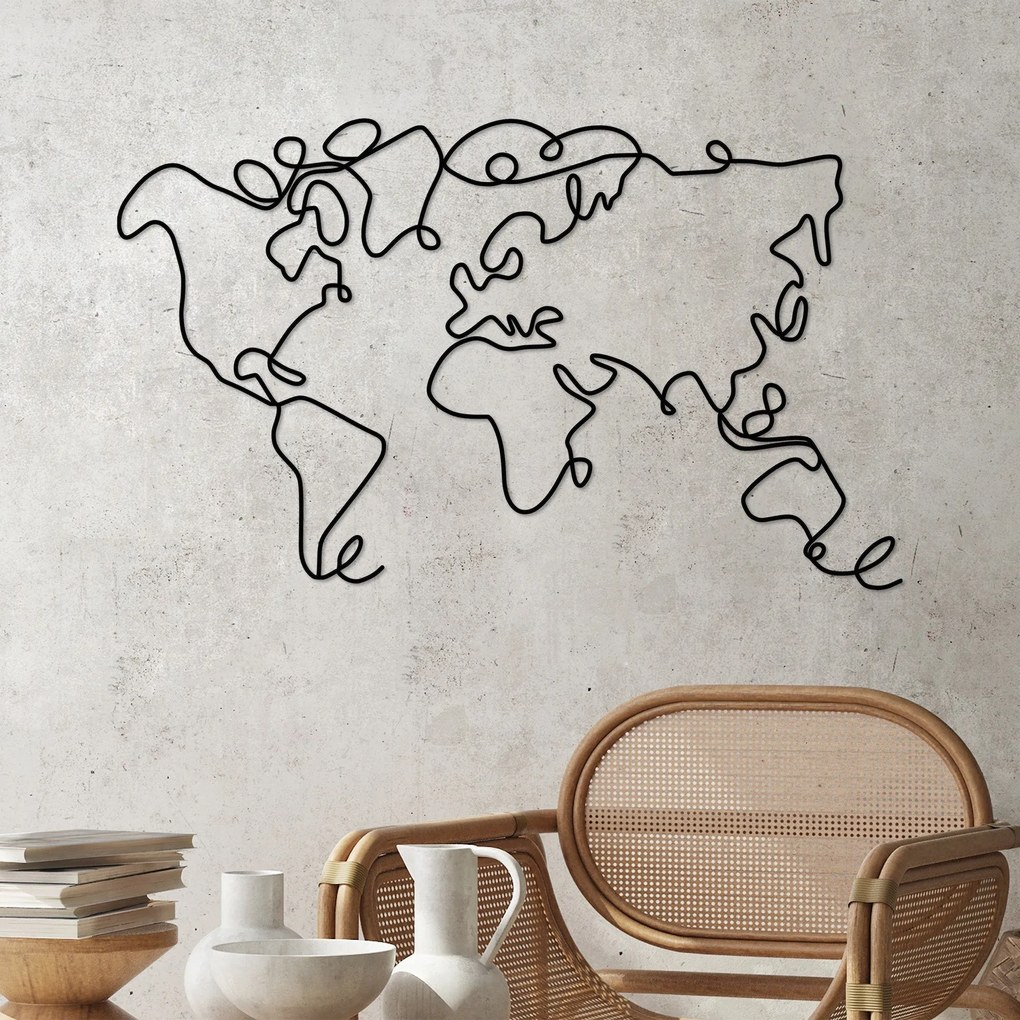 Fém fali dekoráció, World Map