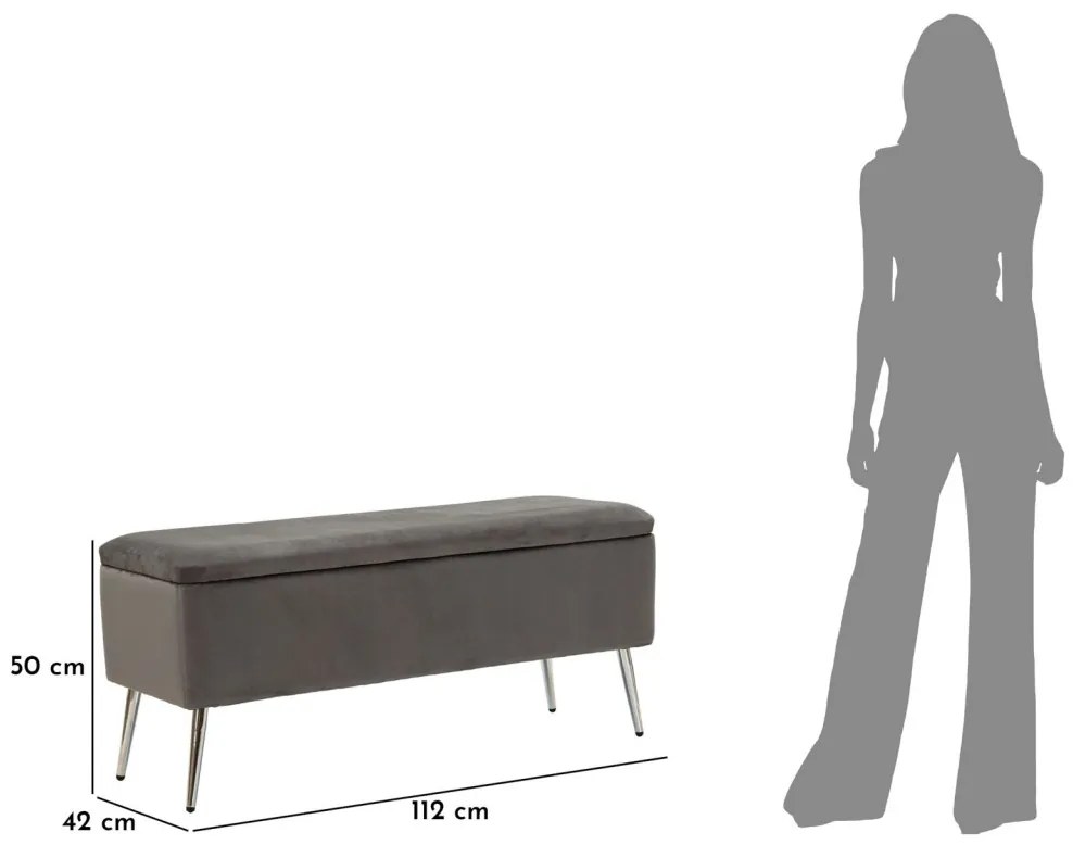 Pad tárolóval ezüstös 112x42x50cm