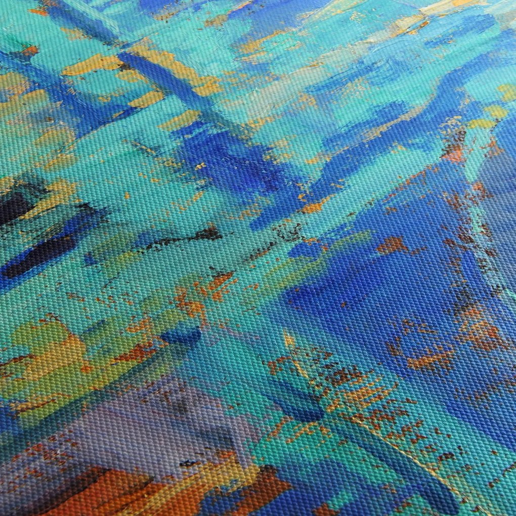 Kép - Absztrakt olajfestmény (órával) (90x30 cm)