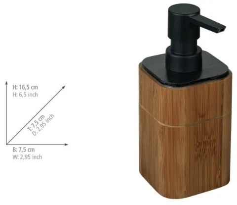 WENKO 26102100 - Szappanadagoló SERRO 7,5x16,5 cm barna/fekete