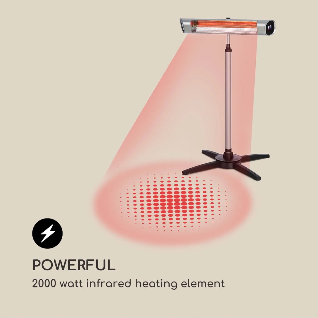 Blumfeldt Dark Wave, infravörös hősugárzó, 2000 W, aranyozott széncső, IP65, alumínium