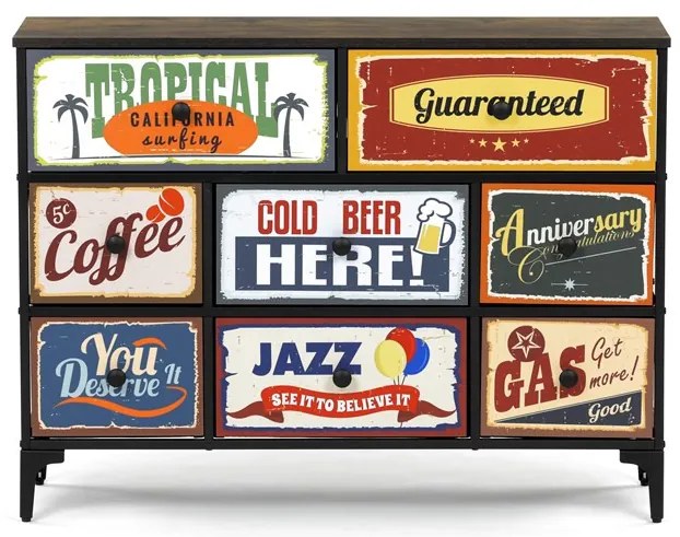 Többszínű MDF komód 103×30×78 cm BK
