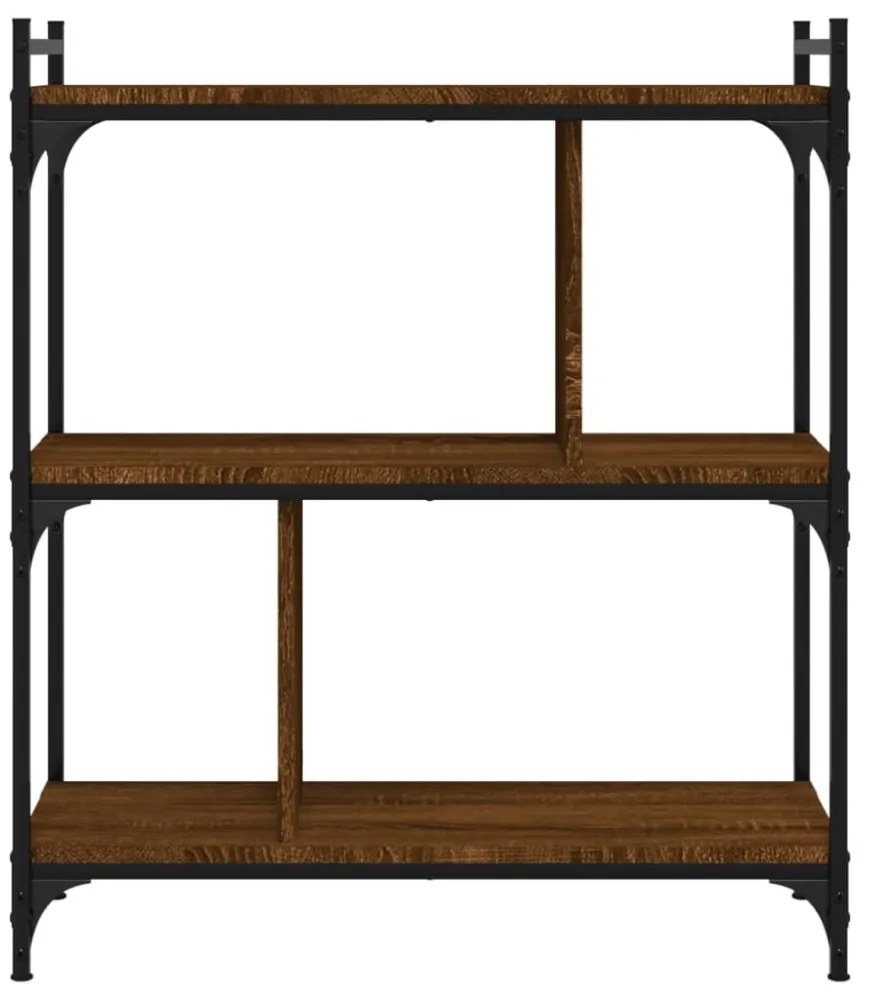 3 szintes barna tölgyszínű fa könyvespolc 76 x 32 x 88 cm