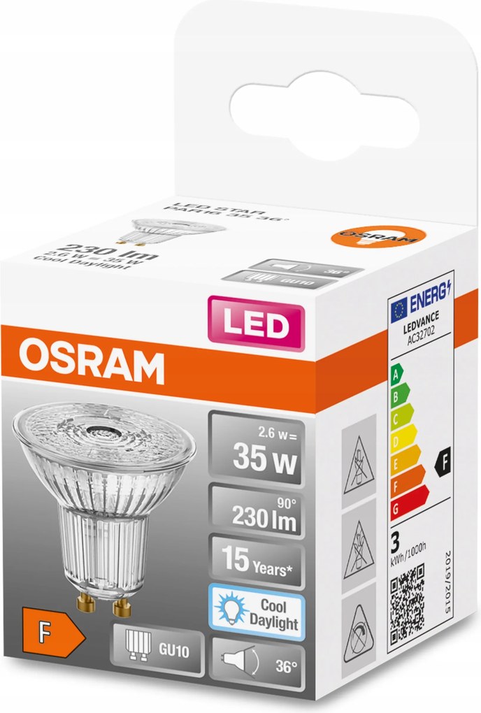 Osram Led halogén izzó GU10 2,6W 35w 6500K