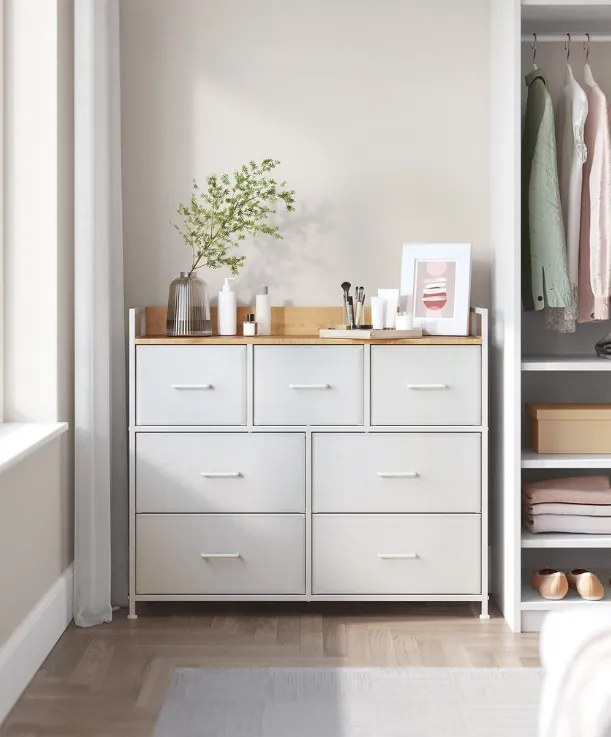 Komód fiókos tárolókkal FLEXIRO 98x85 cm, tölgy/fehér