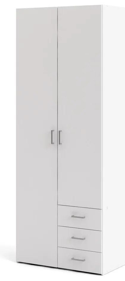 Fehér ruhásszekrény 78x200 cm Space – Tvilum