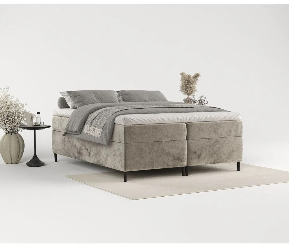 Világosbarna ágyneműtartós boxspring ágy 160x200 cm Araya – Maison de Rêve
