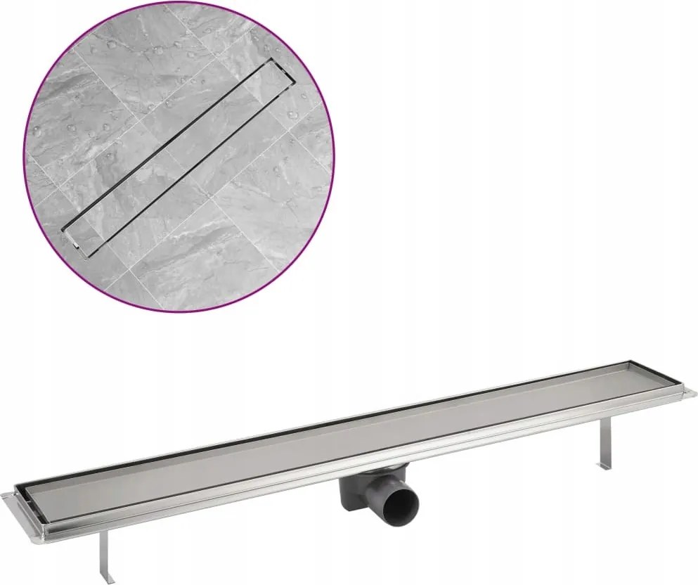 Lineáris zuhanyfolyóka/lefolyó 830x140 mm, rozsdamentes acél