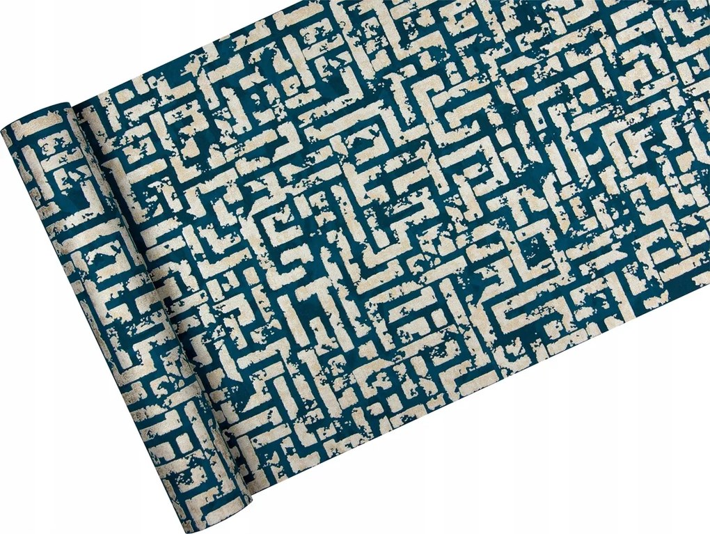 Geometriai tapéta Labirintus türkiz háttér