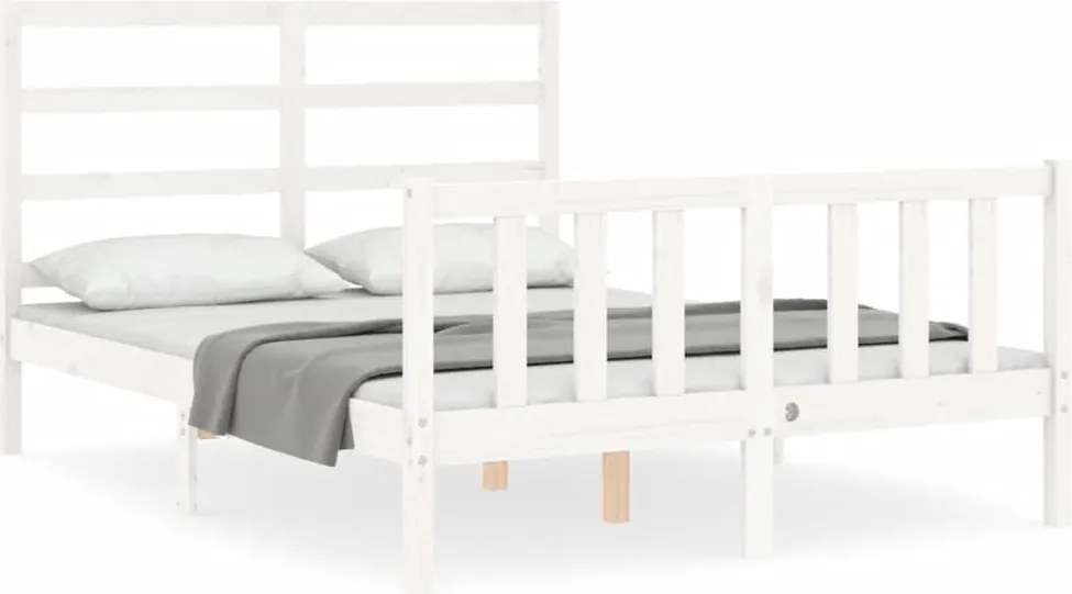 vidaXL fehér tömör fenyőfa ágy matrac nélkül 140x190 cm