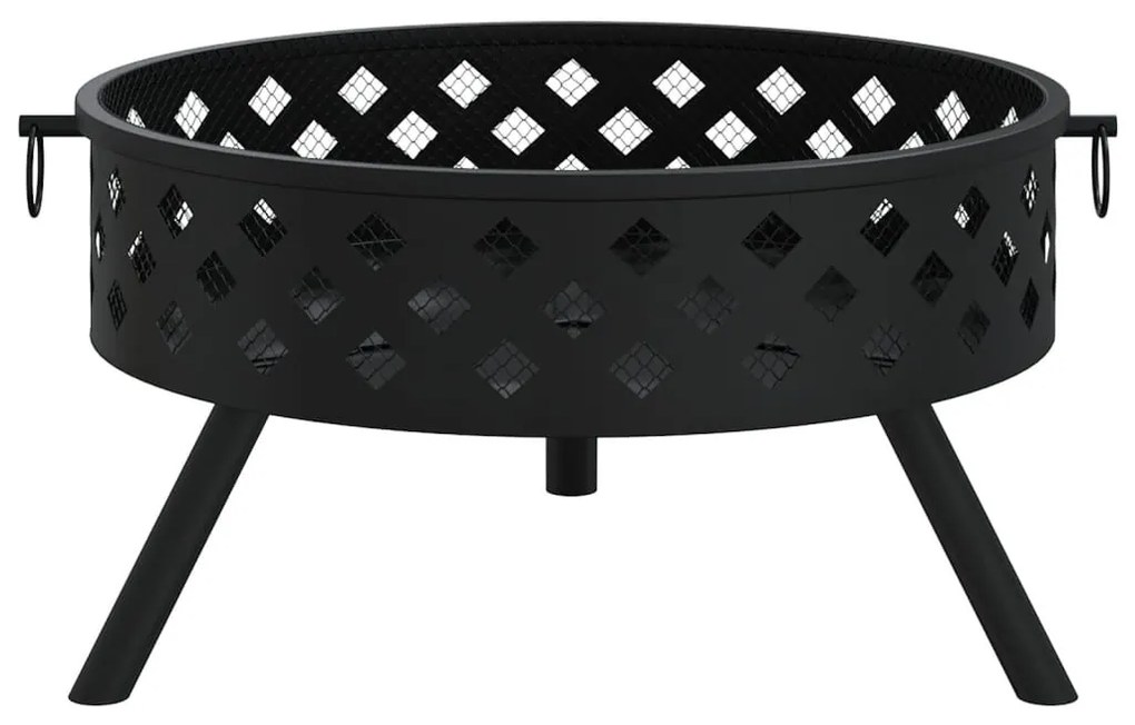 acél XXL méretű tűztál piszkavassal 58 cm