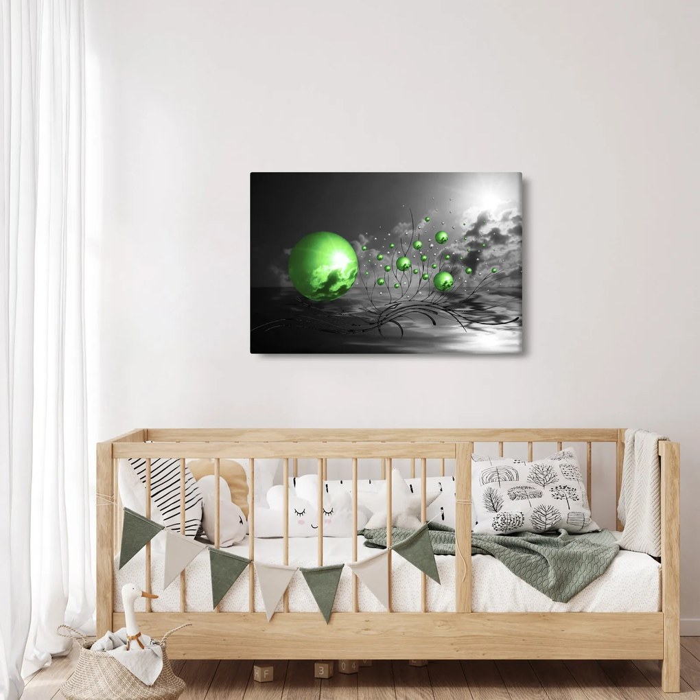 Zöld absztrakt gömbök képe (90x60 cm)