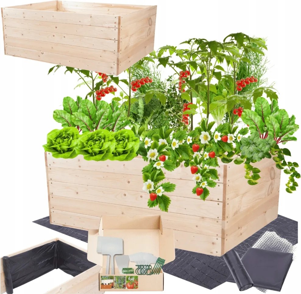 Zöldségtartó fa ágyás magasított láda virágtartó 45x120x100 Eko
